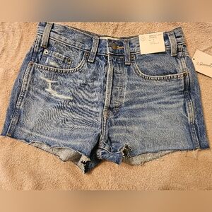 Mini Cut-off High Rise Blue Jean Shorts. Size:4.